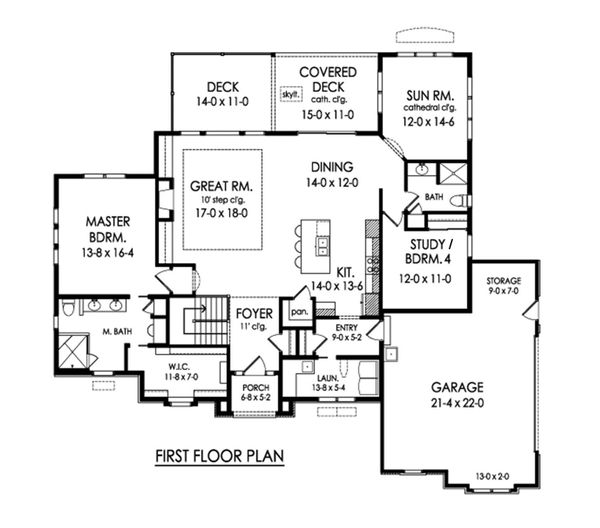 Architectural House Design - Ranch Floor Plan - Main Floor Plan #1010-235