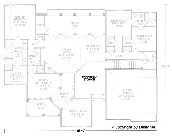 House Plan Design - Country Floor Plan - Upper Floor Plan #20-130