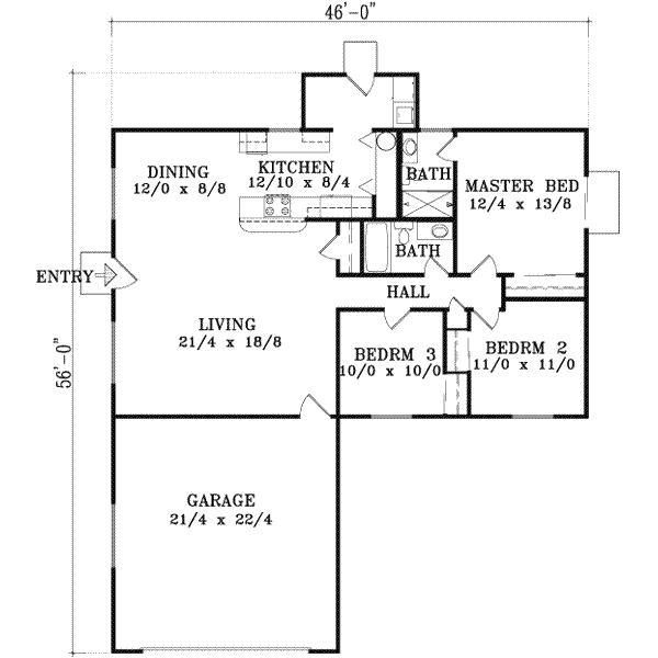 Ranch Floor Plan - Main Floor Plan #1-1202