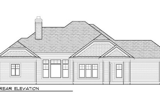 Exterior - Rear Elevation for Bungalow House Plan #70-983 - 2 bed, 2 bath