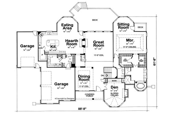 Floor Plan - Main Floor for European House Plan #20-1818 - 3 bed, 4 bath