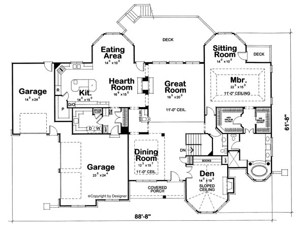 House Plan Design - European Floor Plan - Main Floor Plan #20-1818