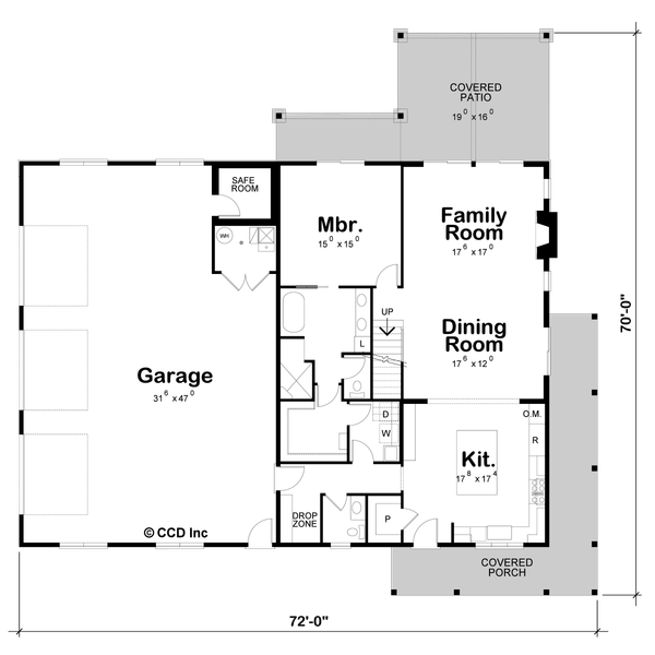 House Blueprint - Floor Plan - Main Floor for Barndominium House Plan #20-2624 - 3 bed, 2.5 bath