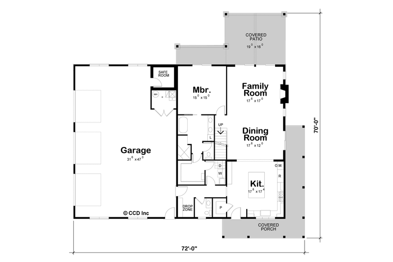 House Blueprint - Floor Plan - Main Floor for Barndominium House Plan #20-2624 - 3 bed, 2.5 bath