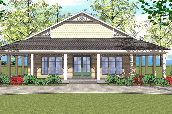 Exterior - Front Elevation for Southern House Plan #8-139 - 2 bed, 2 bath