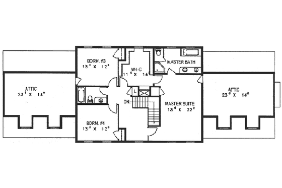 Floor Plan - Upper Floor for Colonial House Plan #117-218 - 4 bed, 3 bath