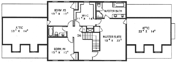 House Design - Colonial Floor Plan - Upper Floor Plan #117-218