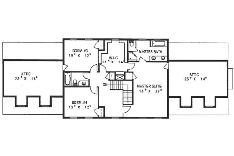 Home Plan - Floor Plan - Upper Floor for Colonial House Plan #117-218 - 4 bed, 3 bath