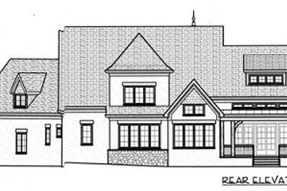 Exterior - Rear Elevation for European House Plan #413-133 - 4 bed, 3.5 bath