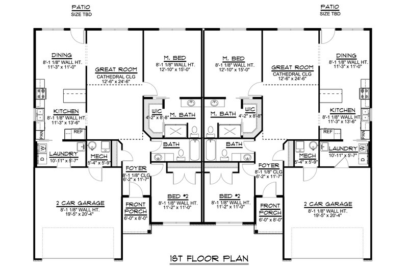 House Blueprint - Floor Plan - Main Floor for Craftsman House Plan #1064-326 - 2 bed, 2 bath