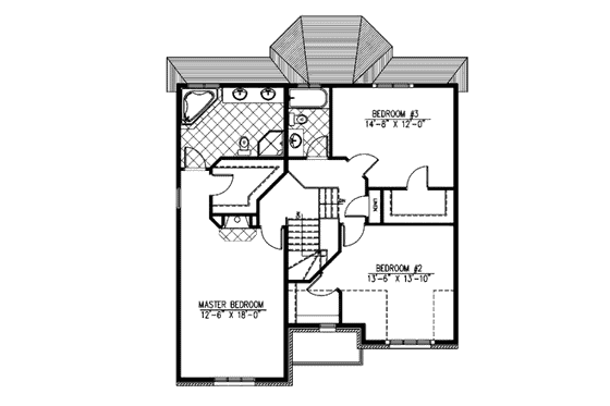 Floor Plan - Upper Floor for European House Plan #138-268 - 3 bed, 2.5 bath
