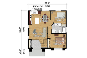 Floor Plan - Main Floor 1 for Contemporary House Plan #25-4287 - 2 bed, 1 bath