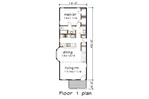 Floor Plan - Main Floor for Bungalow House Plan #79-175 - 3 bed, 2 bath
