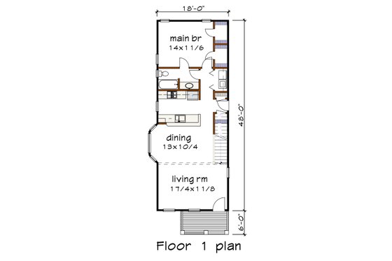 Floor Plan - Main Floor for Bungalow House Plan #79-175 - 3 bed, 2 bath