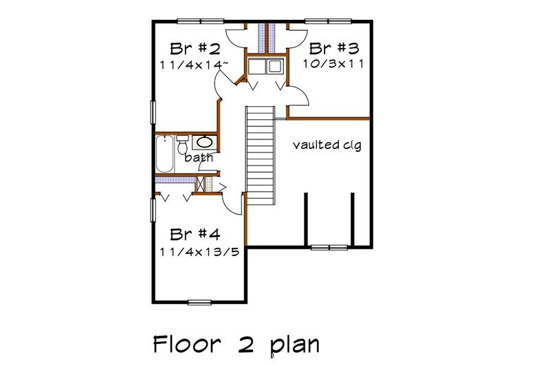 Architectural House Design - Floor Plan - Upper Floor for Farmhouse House Plan #79-299 - 4 bed, 2.5 bath