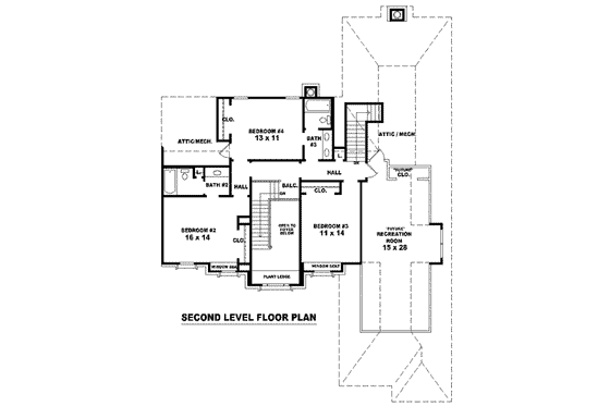 Floor Plan - Upper Floor for European House Plan #81-1552 - 4 bed, 3.5 bath