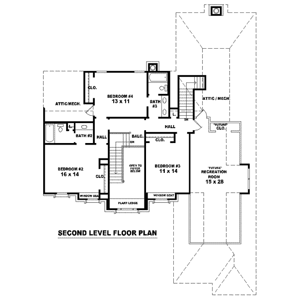 Floor Plan - Upper Floor for European House Plan #81-1552 - 4 bed, 3.5 bath