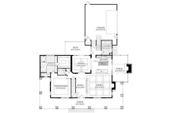 Floor Plan - Main Floor for Country House Plan #1071-10 - 3 bed, 3.5 bath