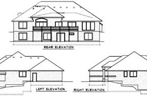 Exterior - Rear Elevation for Mediterranean House Plan #100-439 - 3 bed, 2 bath
