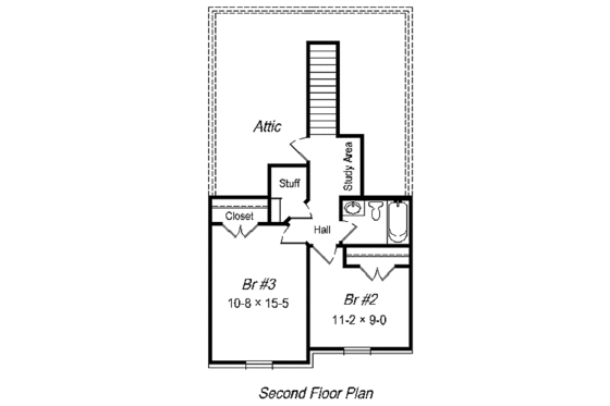 Floor Plan - Upper Floor for Cottage House Plan #329-172 - 3 bed, 2 bath