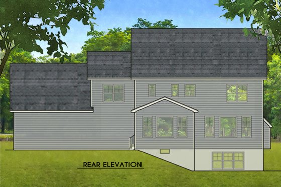 Exterior - Rear Elevation for Colonial House Plan #1010-216 - 4 bed, 2.5 bath