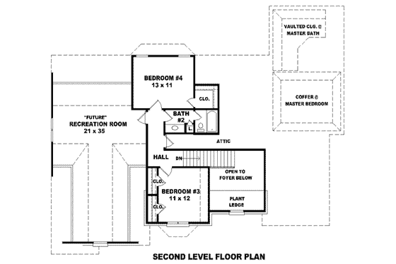 Floor Plan - Upper Floor for European House Plan #81-962 - 4 bed, 3.5 bath