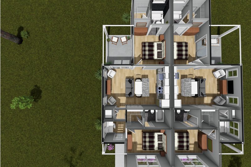 House Blueprint - Floor Plan - Main Floor 1 for Modern House Plan #513-2446 - 2 bed, 2 bath