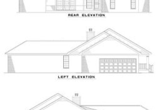 Exterior - Rear Elevation for Traditional House Plan #17-1036 - 3 bed, 2.5 bath