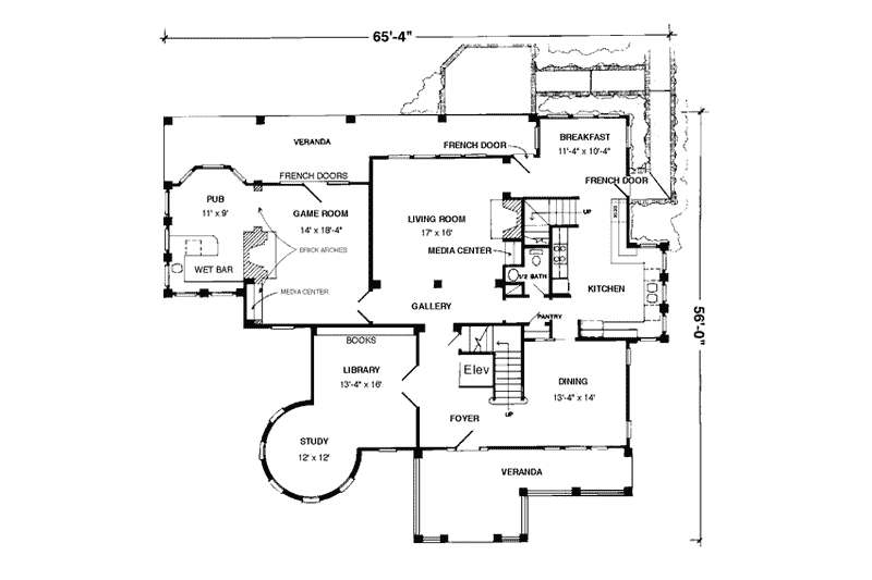 Dream House Plan - Floor Plan - Main Floor for Bungalow House Plan #410-173 - 4 bed, 3.5 bath