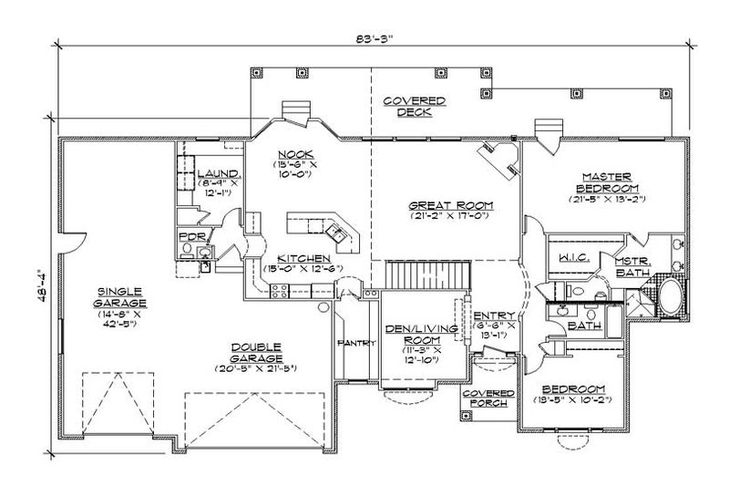 Dream House Plan - Floor Plan - Main Floor for Traditional House Plan #5-253 - 3 bed, 3.5 bath