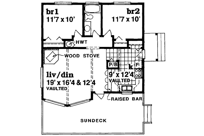 Dream House Plan - Floor Plan - Main Floor for Modern House Plan #47-308 - 2 bed, 1 bath