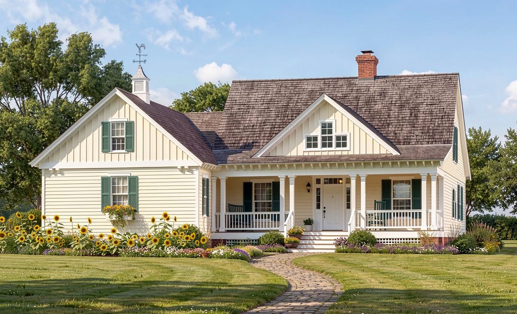 Exterior - Front Elevation 2 for Country House Plan #137-380 - 4 bed, 3 bath