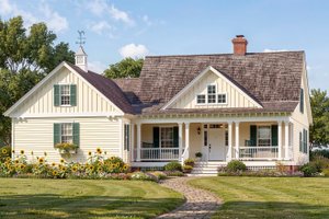 House Blueprint - Exterior - Front Elevation for Country House Plan #137-380 - 4 bed, 3 bath