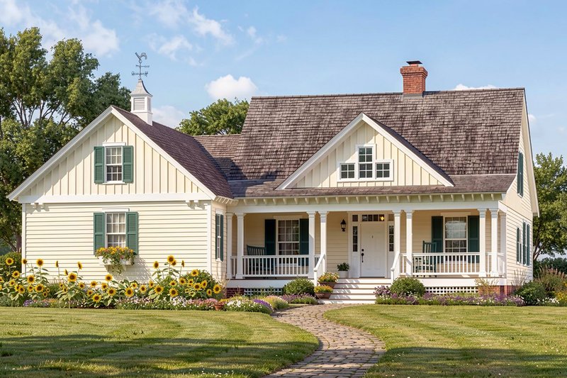 Exterior - Front Elevation 2 for Country House Plan #137-380 - 4 bed, 3 bath