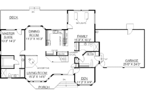 Floor Plan - Main Floor for Ranch House Plan #60-362 - 4 bed, 3 bath