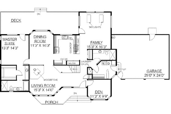 Floor Plan - Main Floor for Ranch House Plan #60-362 - 4 bed, 3 bath