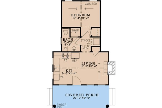 Floor Plan - Main Floor for Cabin House Plan #923-486 - 1 bed, 1 bath