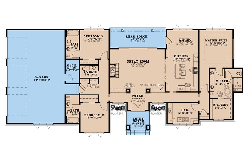 House Design - Floor Plan - Main Floor for Contemporary House Plan #923-201 - 3 bed, 3.5 bath