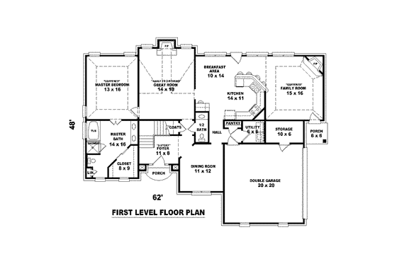 Floor Plan - Main Floor for European House Plan #81-1470 - 3 bed, 2.5 bath