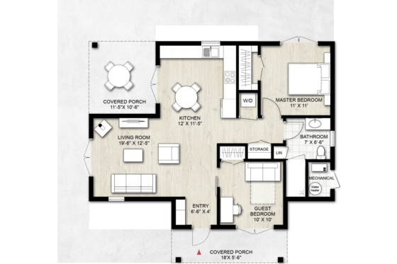 Floor Plan - Main Floor for Contemporary House Plan #924-12 - 2 bed, 1 bath