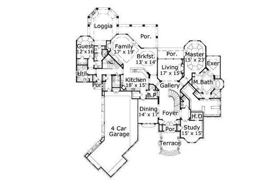 Floor Plan - Main Floor for European House Plan #411-504 - 5 bed, 5.5 bath