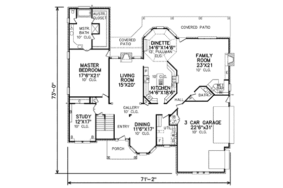 Floor Plan - Main Floor for Traditional House Plan #65-190 - 4 bed, 3.5 bath