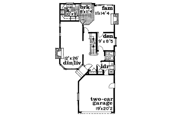 Floor Plan - Main Floor for Traditional House Plan #47-405 - 3 bed, 2.5 bath