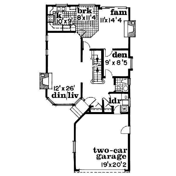 Floor Plan - Main Floor for Traditional House Plan #47-405 - 3 bed, 2.5 bath