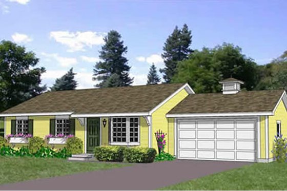Exterior - Front Elevation for Ranch House Plan #116-290 - 3 bed, 2 bath
