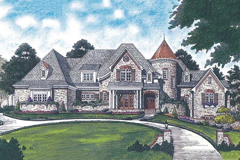 Dream House Plan - Exterior - Front Elevation 4 for European House Plan #453-23 - 6 bed, 5.5 bath