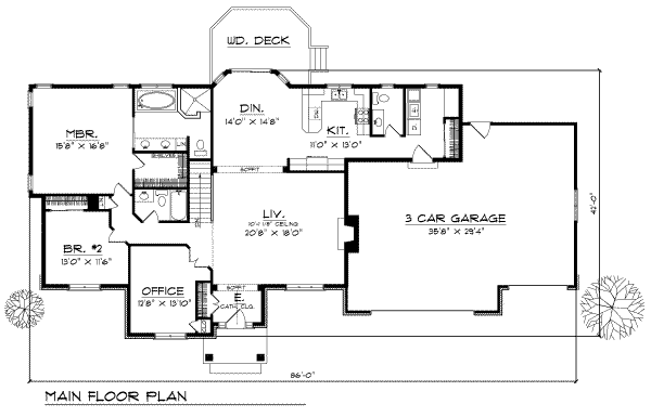 Architectural House Design - Traditional Floor Plan - Main Floor Plan #70-264