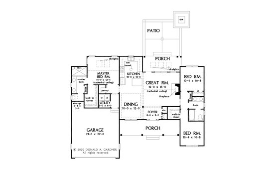 Floor Plan - Main Floor for Farmhouse House Plan #929-1119 - 3 bed, 2 bath