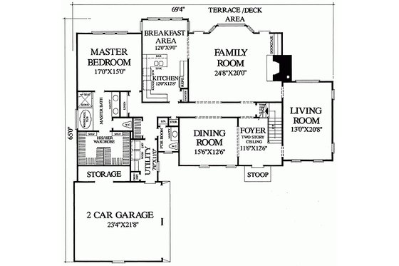 Floor Plan - Main Floor for Southern House Plan #137-162 - 4 bed, 3 bath