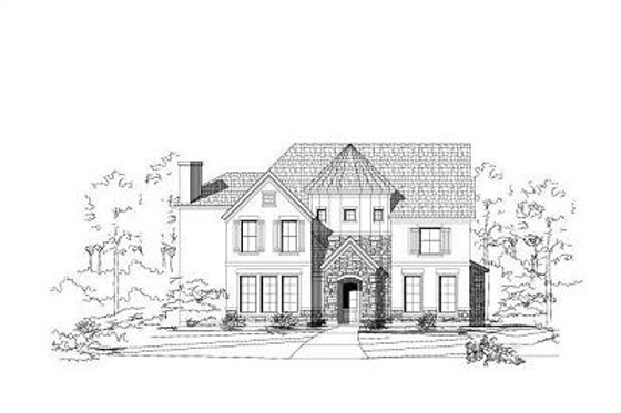 Exterior - Front Elevation for Traditional House Plan #411-401 - 4 bed, 4.5 bath